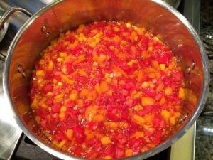 Bubbling tomato jam