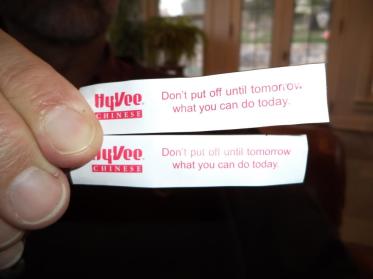 No kidding! Steve and I once got the same fortune in our cookie at Sunday lunch.