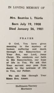 Grandma Thirtle prayer card