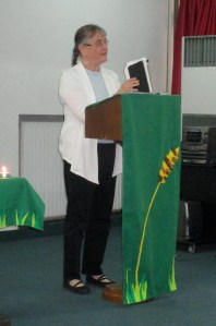 In the chapel at NEST with my well-worn, broken-spined journal of travels with the living Christ in Lebanon, Syria and Iraq. I always take it with me, even though the people are engraved on my heart.