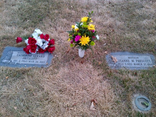 Cathy and Mommy's headstones 2014