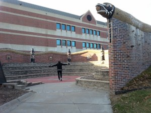 My sister Susan took this picture as walked on my birthday. On UNO's campus, it is the Castle of Perserverance, one my favorite places.